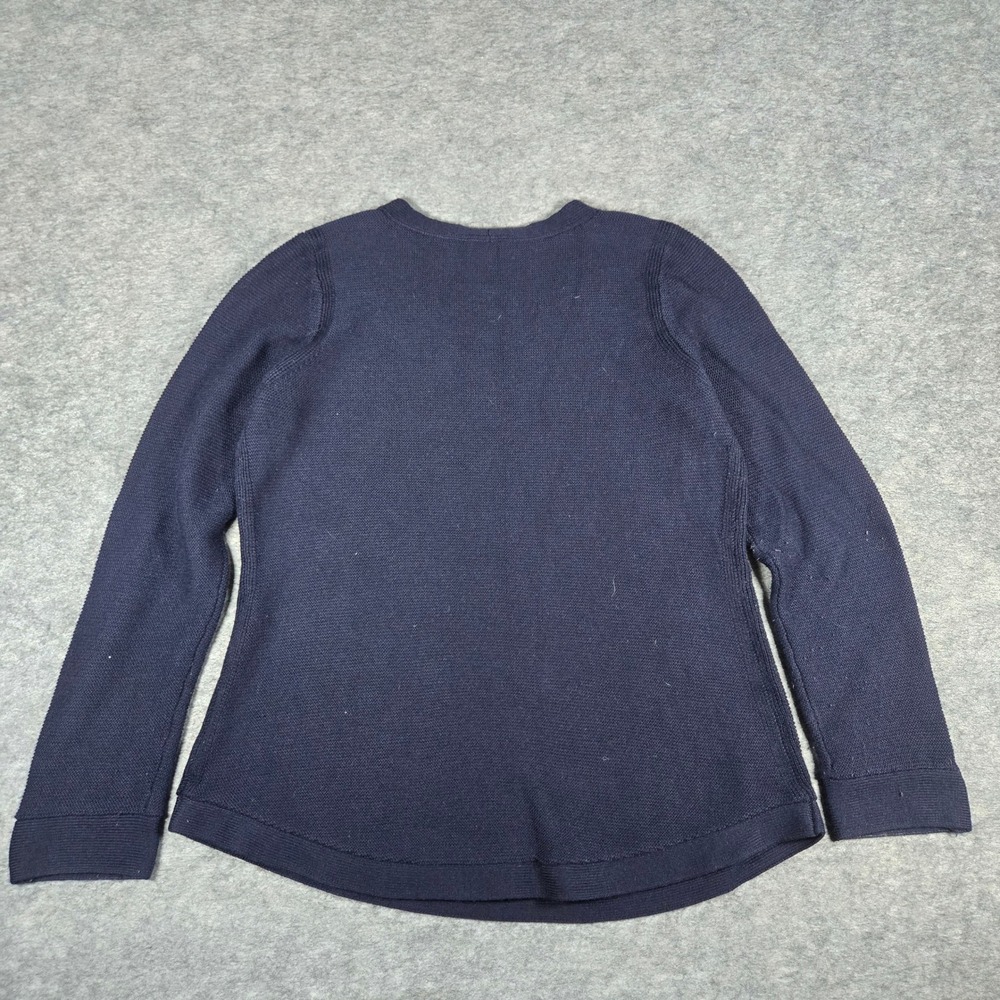 Talbots Womens Navy Blue Petites V-Neck Textured Pullover Sweater Size MP - Picture 5 of 9